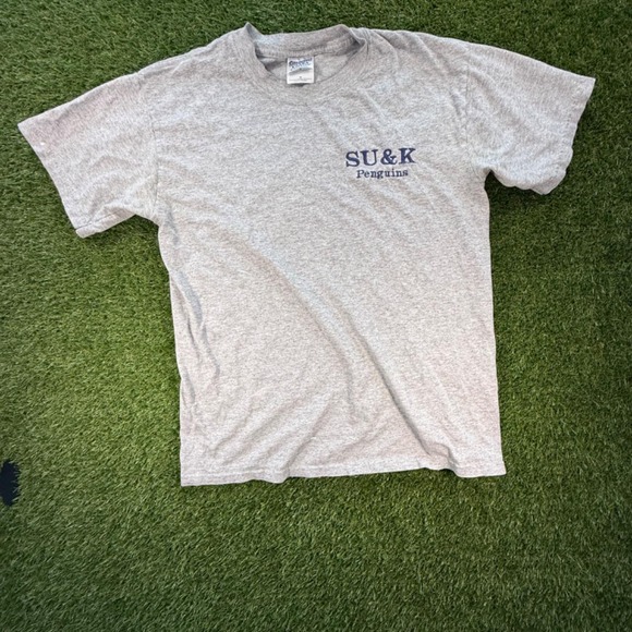 Gildan Other - Gildan Ultra Cotton SU&K Penguins Embroidered T-Shirt Grey Mens M Vintage Y2K